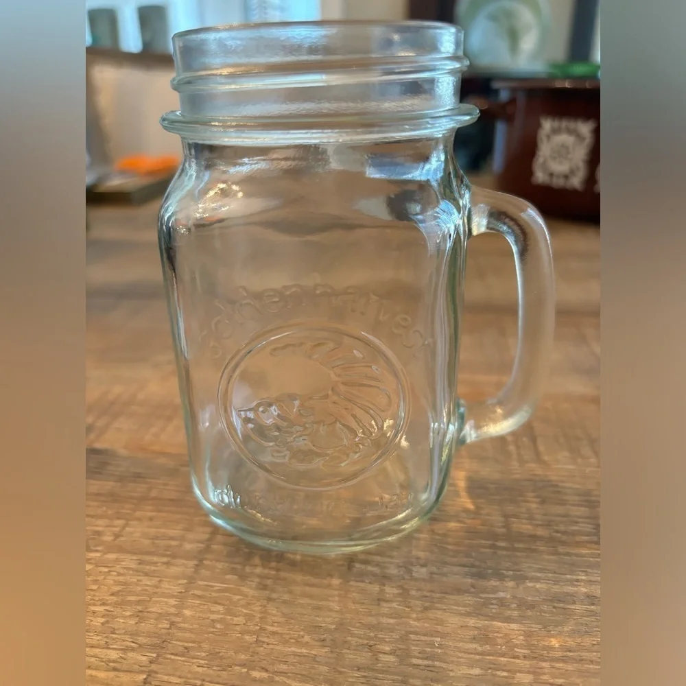 7 Vintage Anchor Hocking Mug Glasses. Golden Harvest Mason Cornucopia 5.25”